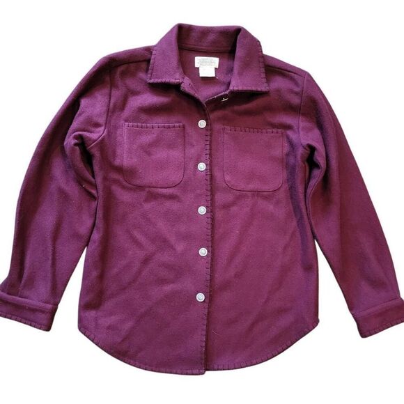 Vintage St. John's Bay Shirt Jacket Women's Small Burgundy Wool Brushed - Picture 1 of 5